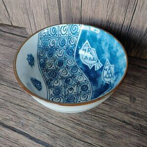 Japanese Porcelain Bowl, Vintage Mino Ware Chiyama Kiln Blue and White Dish
